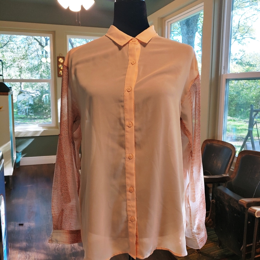 Sheer peach and pink snakeskin top